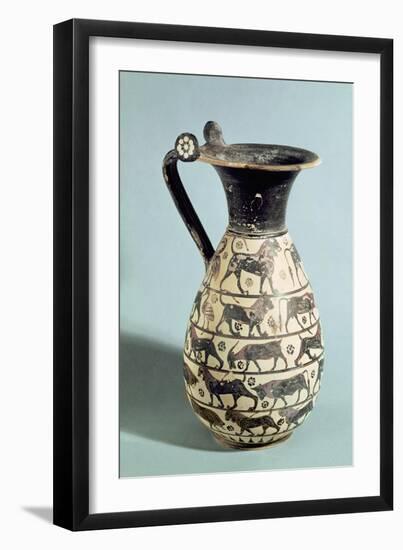 Corinthian Oinochoe Decorated with Lions, from Vulci, C.530-520 BC (Ceramic)-Greek-Framed Giclee Print