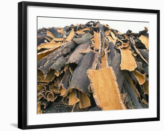 Cork Bark for Bottle Corks Stacked to Dry Near Tempio Pausania, Island of Sardinia, Italy-Michael Newton-Framed Photographic Print