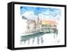 Cork Cityview with River Lee and Bridge-M. Bleichner-Framed Stretched Canvas