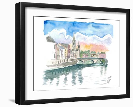 Cork Cityview with River Lee and Bridge-M. Bleichner-Framed Art Print