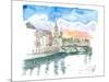 Cork Cityview with River Lee and Bridge-M. Bleichner-Mounted Art Print