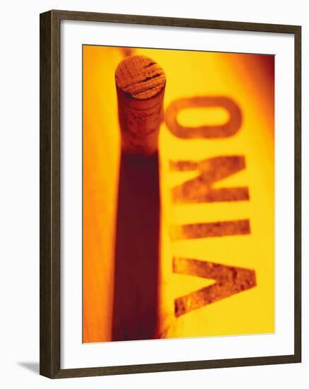 Corks on Wooden Box with the Word Vino-Joerg Lehmann-Framed Photographic Print