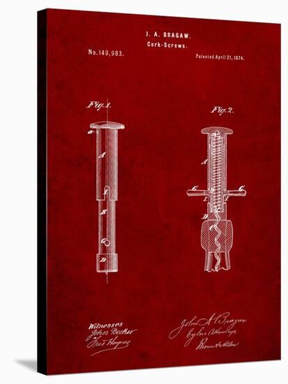 Corkscrew 1874 Patent-Cole Borders-Stretched Canvas