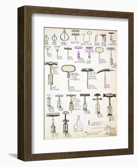 Corkscrews, from a Trade Catalogue of Domestic Goods and Fittings, circa 1890-1910-null-Framed Giclee Print