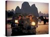 Cormerant Fishermen, Yangshuo, Guangxi, China-Peter Adams-Stretched Canvas