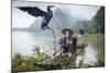 Cormorant Fisherman and His Bird on the Li River in Yangshuo, Guangxi, China.-SeanPavonePhoto-Mounted Photographic Print