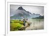 Cormorant Fisherman and His Birds on the Li River in Yangshuo, Guangxi, China.-SeanPavonePhoto-Framed Photographic Print