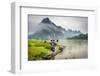 Cormorant Fisherman and His Birds on the Li River in Yangshuo, Guangxi, China.-SeanPavonePhoto-Framed Photographic Print