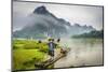 Cormorant Fisherman and His Birds on the Li River in Yangshuo, Guangxi, China.-SeanPavonePhoto-Mounted Photographic Print