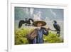 Cormorant Fisherman and His Birds on the Li River in Yangshuo, Guangxi, China.-SeanPavonePhoto-Framed Photographic Print