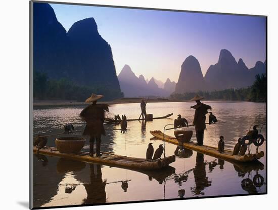 Cormorant, Fisherman, China-Peter Adams-Mounted Premium Photographic Print