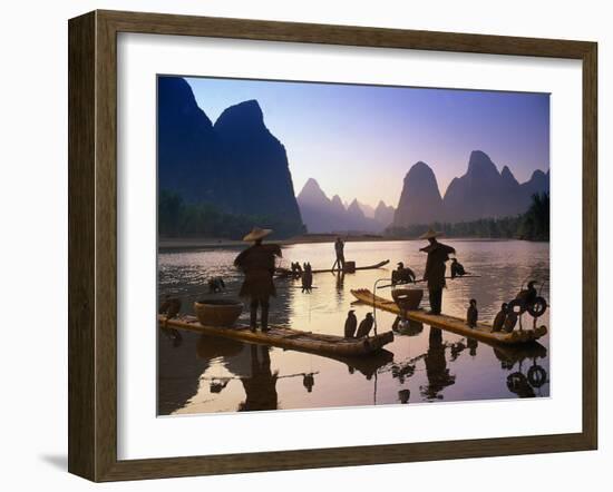 Cormorant, Fisherman, China-Peter Adams-Framed Photographic Print