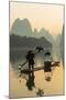 Cormorant Fisherman on Li River at Dawn, Xingping, Yangshuo, Guangxi, China-Ian Trower-Mounted Photographic Print