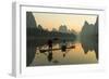 Cormorant Fisherman on Li River at Dawn, Xingping, Yangshuo, Guangxi, China-Ian Trower-Framed Photographic Print