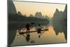 Cormorant Fisherman on Li River at Dawn, Xingping, Yangshuo, Guangxi, China-Ian Trower-Mounted Photographic Print