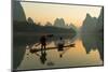 Cormorant Fisherman on Li River at Dawn, Xingping, Yangshuo, Guangxi, China-Ian Trower-Mounted Photographic Print