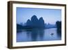 Cormorant Fisherman on Li River at Dusk, Xingping, Yangshuo, Guangxi, China-Ian Trower-Framed Photographic Print