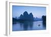 Cormorant Fisherman on Li River at Dusk, Xingping, Yangshuo, Guangxi, China-Ian Trower-Framed Photographic Print