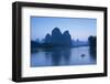 Cormorant Fisherman on Li River at Dusk, Xingping, Yangshuo, Guangxi, China-Ian Trower-Framed Photographic Print