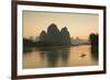 Cormorant Fisherman on Li River at Dusk, Xingping, Yangshuo, Guangxi, China-Ian Trower-Framed Photographic Print