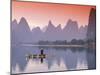 Cormorant Fisherman on Li River, China-Walter Bibikow-Mounted Premium Photographic Print