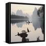 Cormorant fishermen in Li River-Martin Puddy-Framed Stretched Canvas