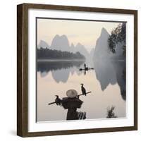 Cormorant fishermen in Li River-Martin Puddy-Framed Photographic Print