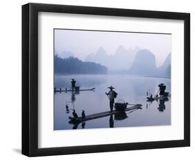 Cormorant Fishermen, Li River, Yangshou, Guilin, Guangxi Province, China-Steve Vidler-Framed Photographic Print