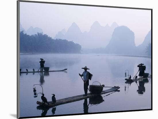 Cormorant Fishermen, Li River, Yangshou, Guilin, Guangxi Province, China-Steve Vidler-Mounted Photographic Print