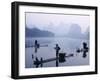 Cormorant Fishermen, Li River, Yangshou, Guilin, Guangxi Province, China-Steve Vidler-Framed Photographic Print