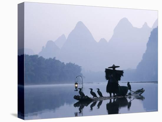 Cormorant Fishermen, Li River, Yangshou, Guilin, Guangxi Province, China-Steve Vidler-Stretched Canvas