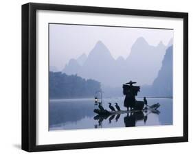 Cormorant Fishermen, Li River, Yangshou, Guilin, Guangxi Province, China-Steve Vidler-Framed Photographic Print