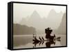 Cormorant Fishermen, Li River, Yangshou, Guilin, Guangxi Province, China-Steve Vidler-Framed Stretched Canvas