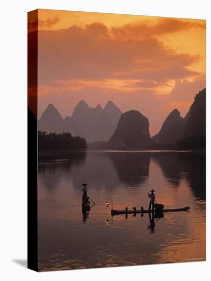 Cormorant Fishermen, Li River, Yangshuo, Guangxi, China-James Montgomery Flagg-Stretched Canvas