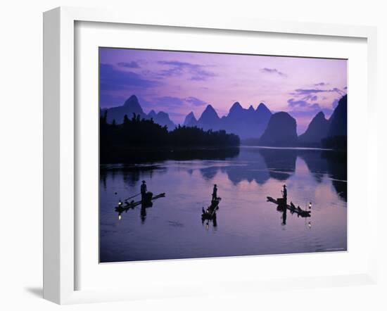 Cormorant Fishermen, Li River, Yangshuo, Guangxi, China-James Montgomery Flagg-Framed Photographic Print