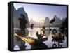 Cormorant Fishermen, Li River, Yangshuo, Guangxi, China-Peter Adams-Framed Stretched Canvas