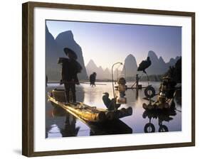 Cormorant Fishermen, Li River, Yangshuo, Guangxi, China-Peter Adams-Framed Photographic Print