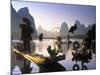 Cormorant Fishermen, Li River, Yangshuo, Guangxi, China-Peter Adams-Mounted Photographic Print