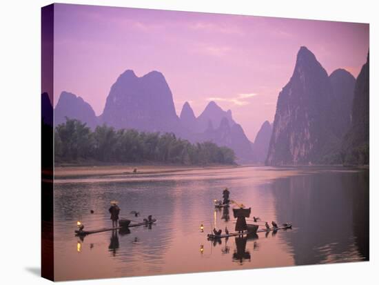 Cormorant Fishermen, Xingping, Li River, Guangxi, China-Peter Adams-Stretched Canvas