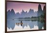 Cormorant Fishing at Dusk, Li River, Guangxi, China-Walter Bibikow-Framed Photographic Print