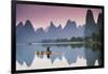 Cormorant Fishing at Dusk, Li River, Guangxi, China-Walter Bibikow-Framed Photographic Print