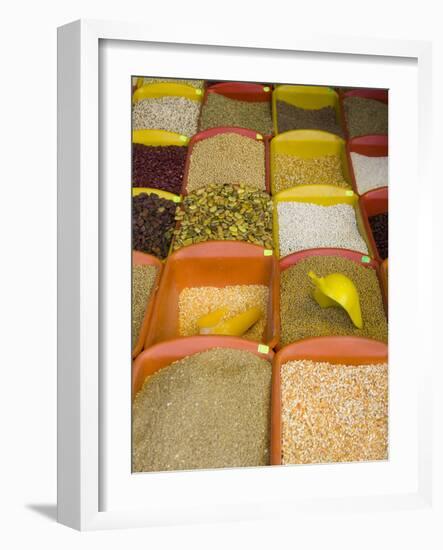 Corn and Grains Displayed in Market, Cuzco, Peru-Merrill Images-Framed Photographic Print