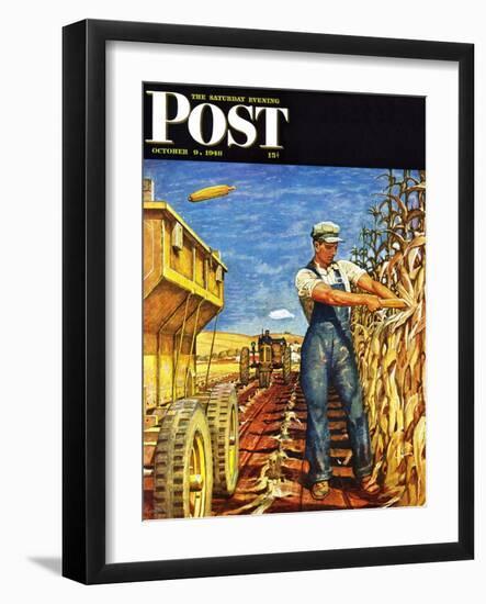 "Corn Harvest," Saturday Evening Post Cover, October 9, 1948-Mead Schaeffer-Framed Premium Giclee Print