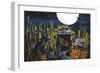 Corn Maze Halloween Night Full Moon-sylvia pimental-Framed Art Print