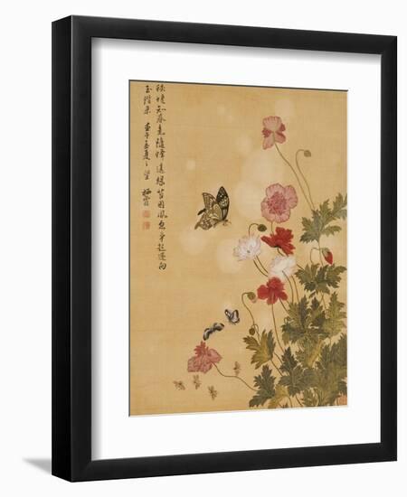 Corn Poppy and Butterflies, 1702-Ma Yuanyu-Framed Giclee Print