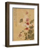 Corn Poppy and Butterflies, 1702-Ma Yuanyu-Framed Premium Giclee Print