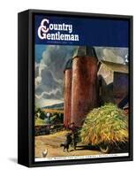 "Corn Silos," Country Gentleman Cover, September 1, 1950-Peter Helck-Framed Stretched Canvas