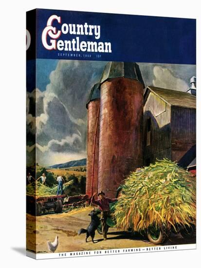 "Corn Silos," Country Gentleman Cover, September 1, 1950-Peter Helck-Stretched Canvas