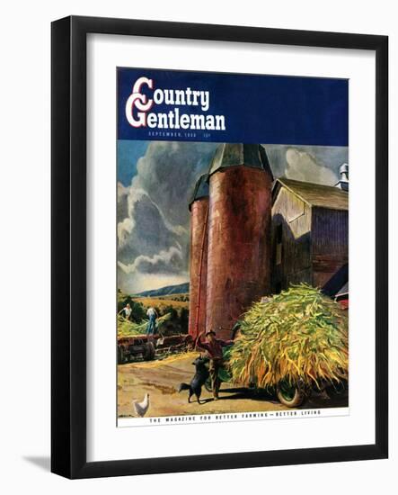 "Corn Silos," Country Gentleman Cover, September 1, 1950-Peter Helck-Framed Giclee Print