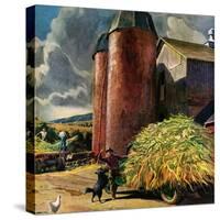 "Corn Silos,"September 1, 1950-Peter Helck-Stretched Canvas